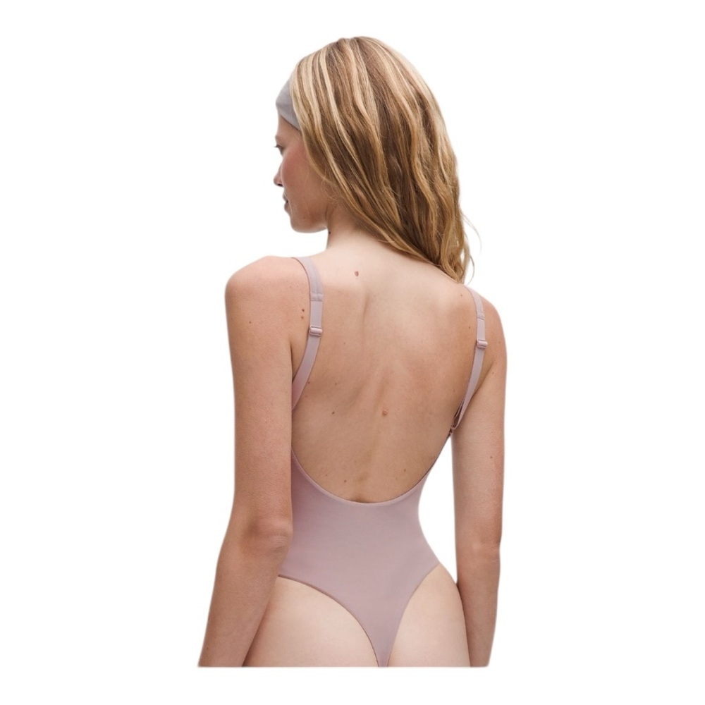 Lululemon Wundermost Nulu Mesh Scoop Back Thong Bodysuit Mauve Grey L / 10 NWT - Picture 2 of 6